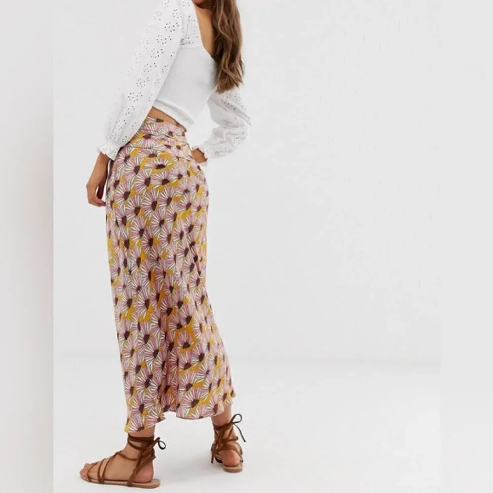 Free People Normani‎ printed bias cut skirt